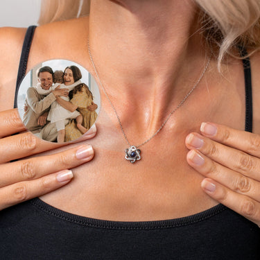 Triangle Photo Necklace Photo Personalised Necklace - Photo Necklace - Photo Projection Necklace Necklace Silver Brother & Sisters